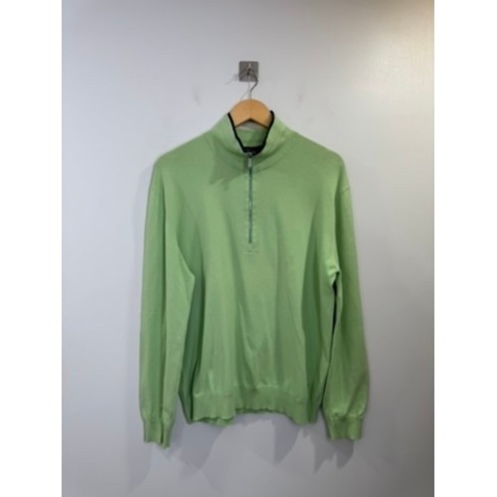 Zegna Sport Men Green Quarter Zip Pullover Sweater XL